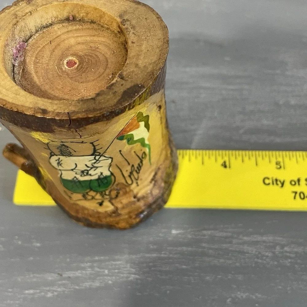 2 Small Wooden Masterpiece Palestinian Flag handmade painted candle holder‎